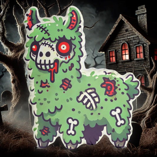 Cuddly Zombie Llama Halloween Pillow - Custom Shaped Pillows