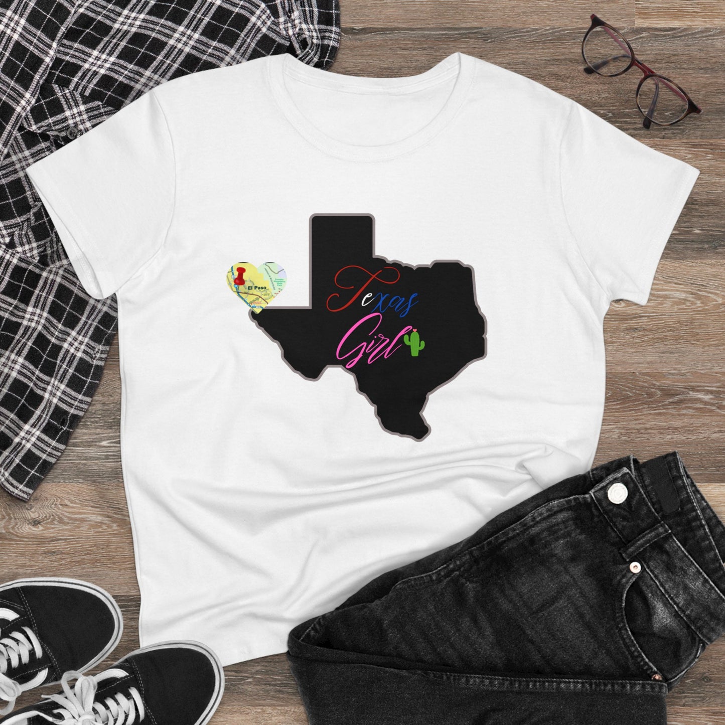 El Paso Texas Girl Women's Midweight Cotton Tee