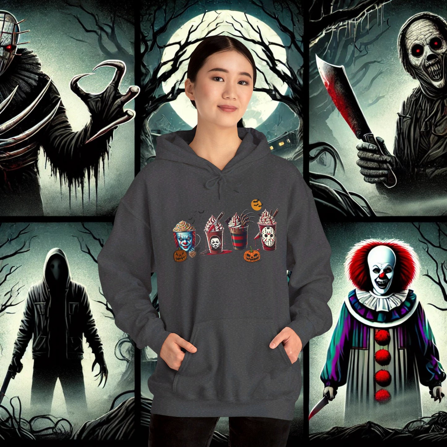 Horror Icons Frappe Sweater - Unisex Heavy Blend™ Hooded Sweatshirt