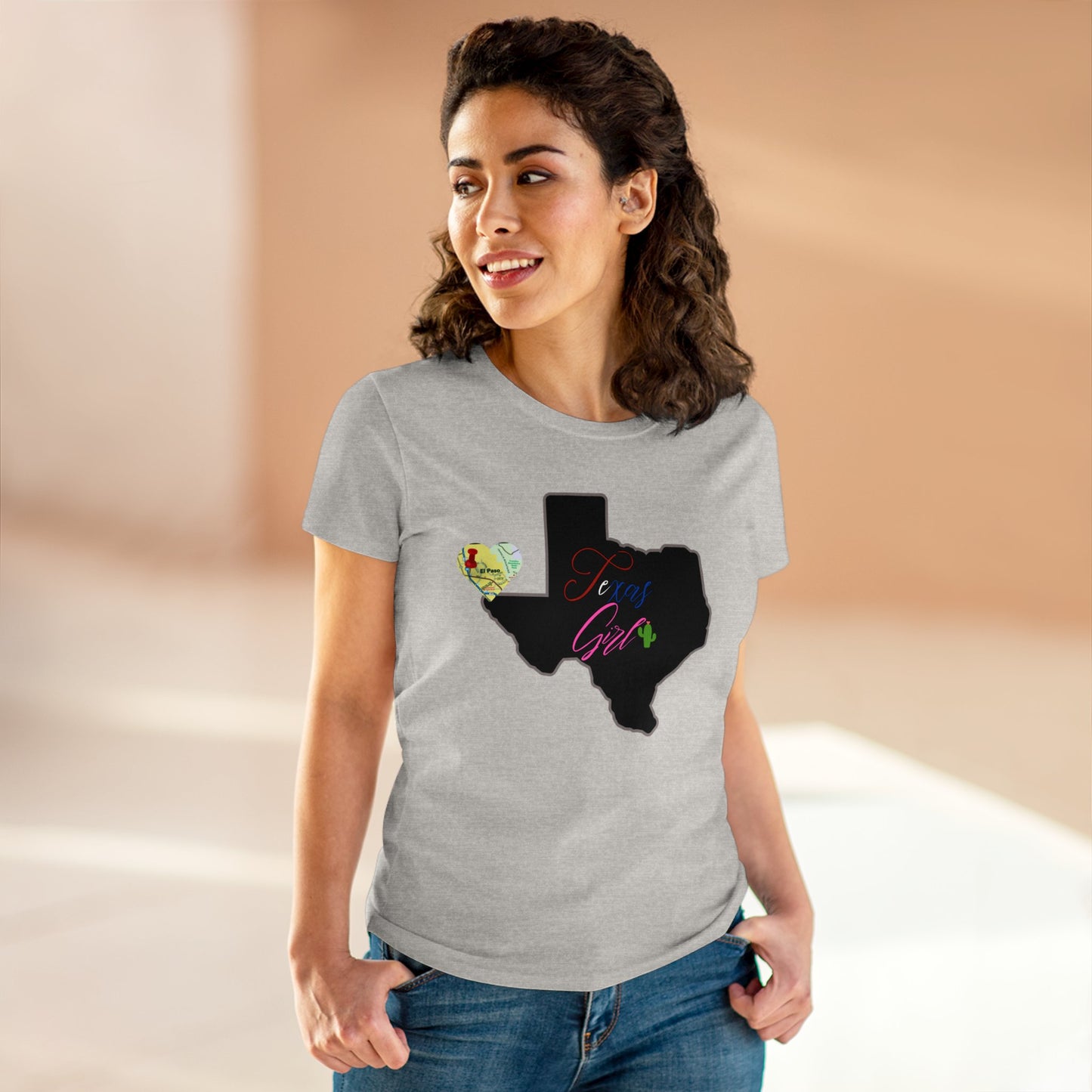 El Paso Texas Girl Women's Midweight Cotton Tee