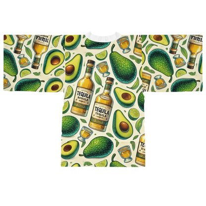 Avocado and Tequila Long Sleeve Kimono Robe (AOP)