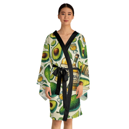 Avocado and Tequila Long Sleeve Kimono Robe (AOP)