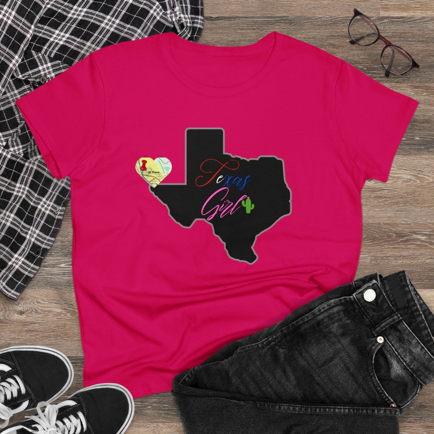 El Paso Texas Girl Women's Midweight Cotton Tee