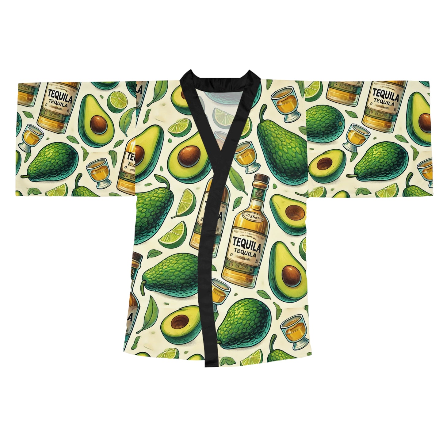 Avocado and Tequila Long Sleeve Kimono Robe (AOP)