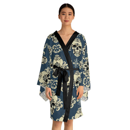 Skulls Long Sleeve Kimono Robe (AOP)