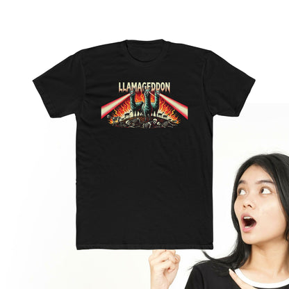 Llamageddon Metal Triad Llamas With Laser Beams - Unisex Cotton Crew Tee