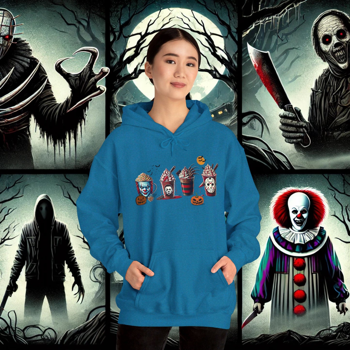 Horror Icons Frappe Sweater - Unisex Heavy Blend™ Hooded Sweatshirt