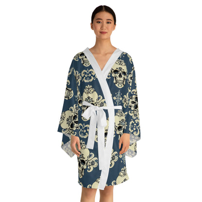 Skulls Long Sleeve Kimono Robe (AOP)