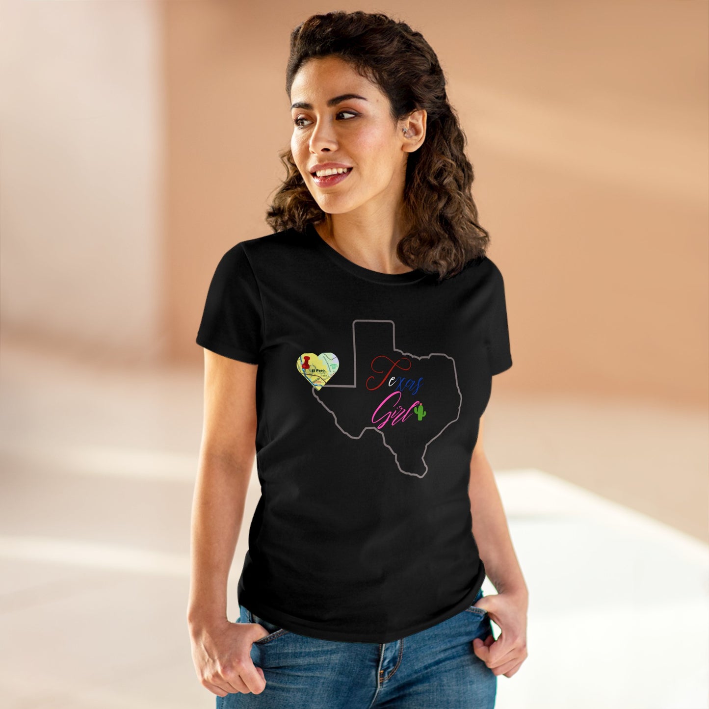 El Paso Texas Girl Women's Midweight Cotton Tee