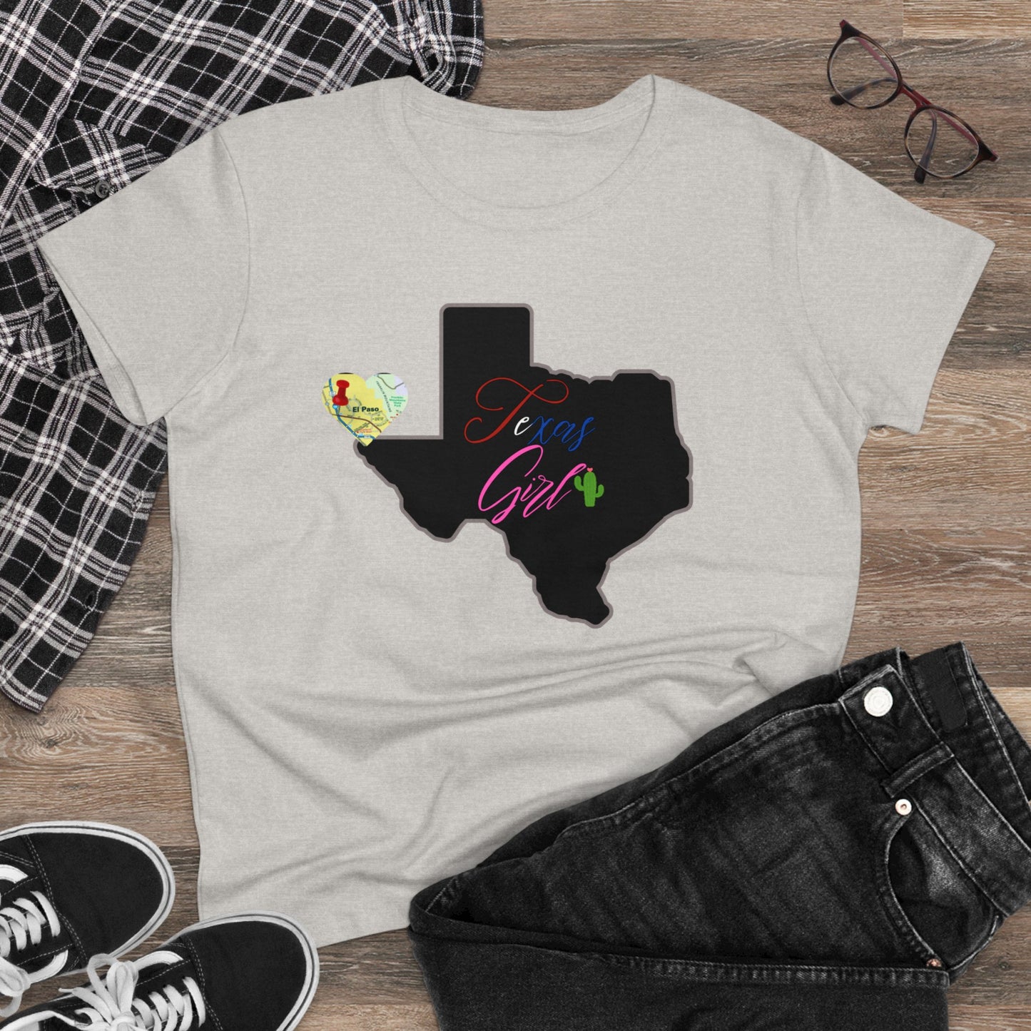 El Paso Texas Girl Women's Midweight Cotton Tee