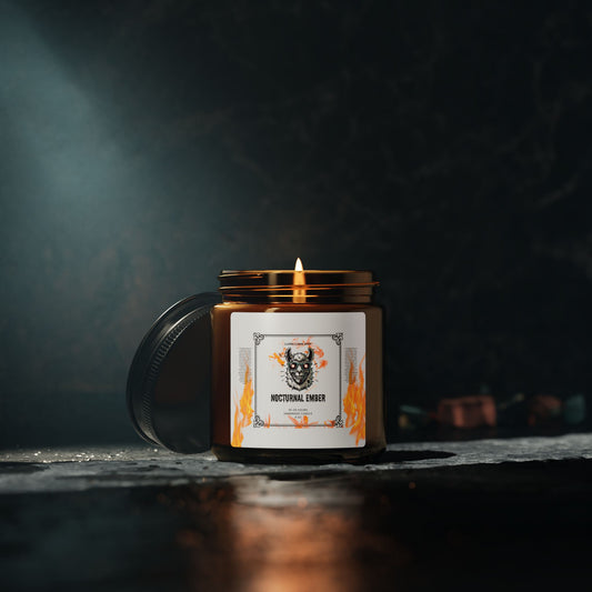 Nocturnal Ember - Scented Soy Candle (Multi-Size, Amber Jar)