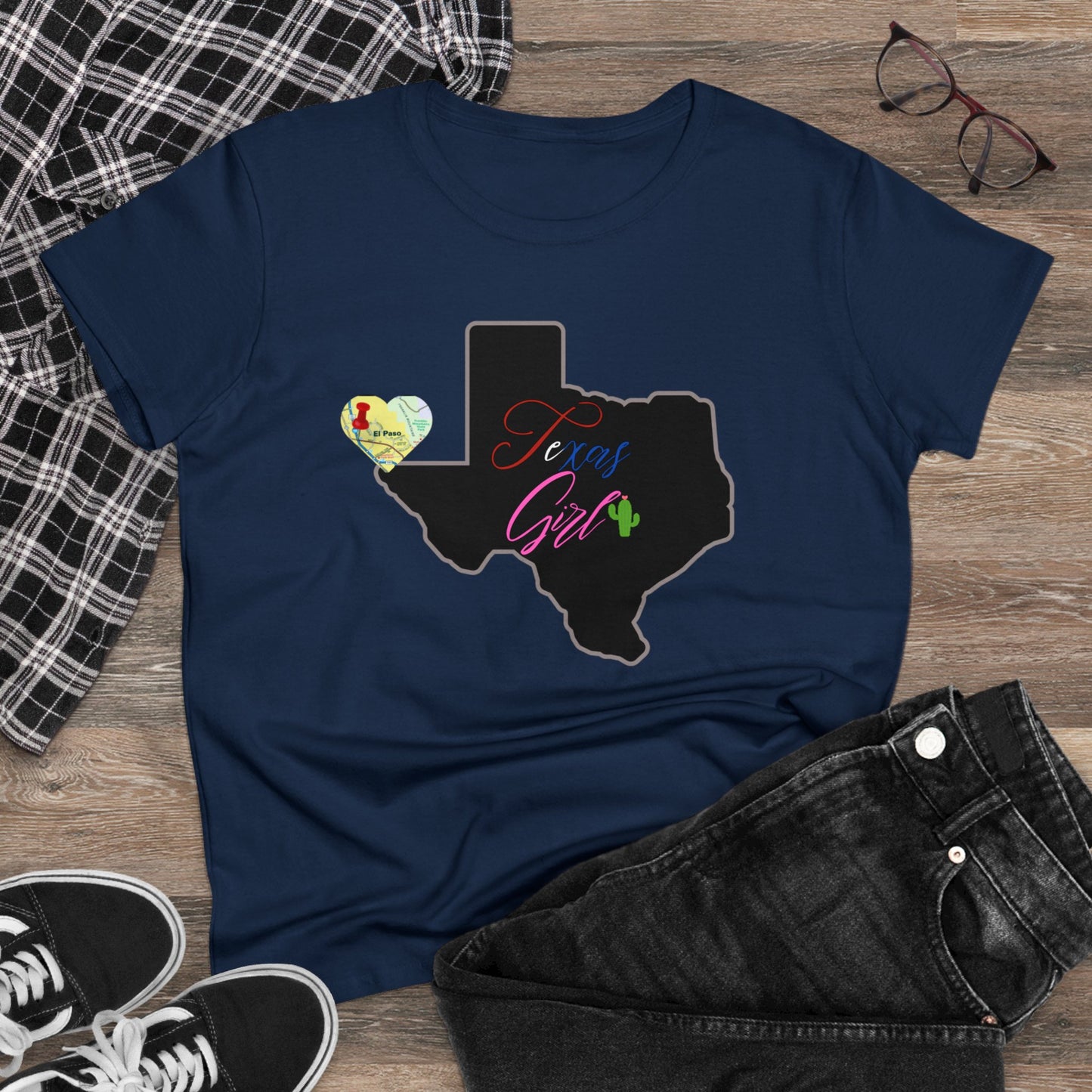 El Paso Texas Girl Women's Midweight Cotton Tee