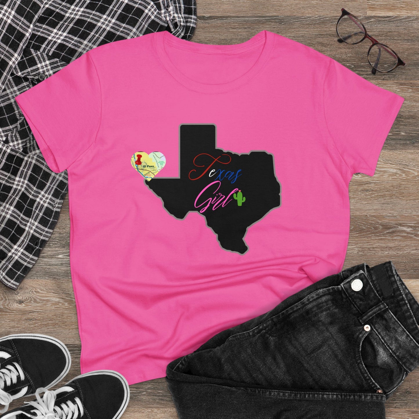 El Paso Texas Girl Women's Midweight Cotton Tee