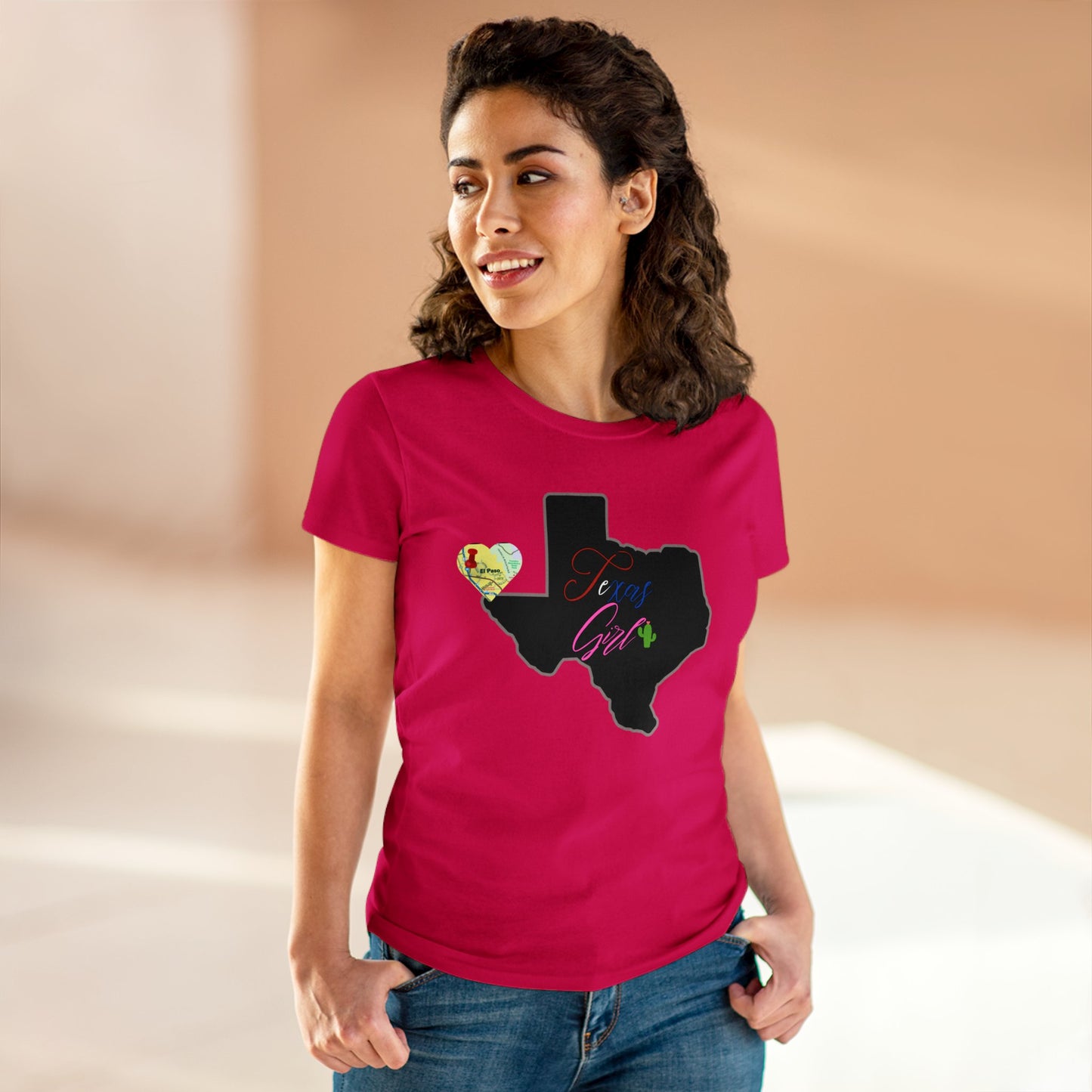 El Paso Texas Girl Women's Midweight Cotton Tee